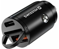 SWISSTEN maitinimo šaltinis / tinklo adapteris 30 W, 2 prievadų, USB-C, USB-A, greitas įkrovimas GaN