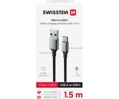 „Swissten Textile II USB - USB-C“ duomenų ir įkrovimo kabelis, 1,5 m