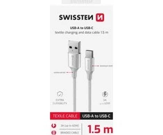 „Swissten Textile II USB - USB-C“ duomenų ir įkrovimo kabelis, 1,5 m