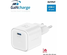 SWISSTEN GaN USB-C 20W maitinimo adapteris baltas