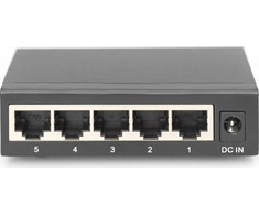 Šakotuvas Switch Digitus niezarządzalny 5-portowy Gigabit Ethernet 10/100/1000 Mini Metal Box (DN-80202-1)