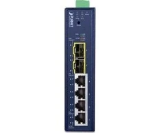 PLANET Industrial L2/L4 4 prievadų valdomas L2/L4 Gigabit Ethernet (10/100/1000) Mėlyna