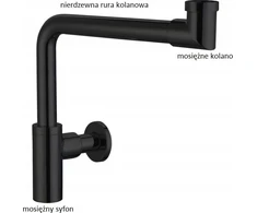 Sifonas AKCES 22945 / Pusinis praustuvo sifonas / AXUS LUX FI 32 / Matinis juodas / Apvalus korpusas / Taupantis vietą