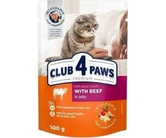 Club 4 Paws konservai katėms su jautiena drebučiuose, 100 g