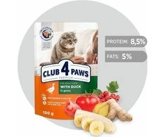 Club 4 Paws konservai katėms su antiena padaže, 100 g