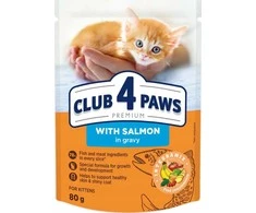 Club 4 Paws Kitten konservai kačiukams su lašiša padaže, 80 g