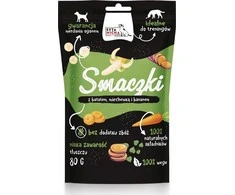 Usorteret Šunų Skanėstai - Syta Micha Vege su Saldžiosiomis Bulvėmis, Morkomis ir Bananais