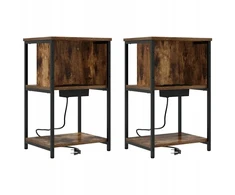 Šalia lovos spintelė 2 pcs Rūkyta ąžuolas 38 x 31 x 61 cm