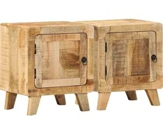 naktinė spintelė 2 vnt 40x32x46 cm medžio masyvo grubus mango