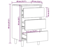 Spintelė prie lovos Old Wood 40x35x69 cm Engineered Wood