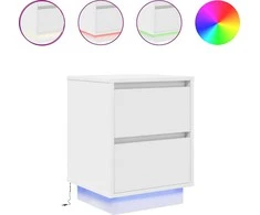Spintelė prie lovos su LED lemputėmis Balta 38x34x50 cm