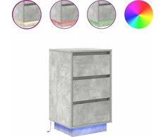naktinė spintelė su LED lemputėmis Betoninė pilka 38x34x65 cm