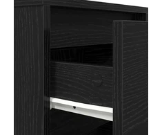 Spintelė prie lovos su LED lemputėmis Juoda 38x34x65 cm