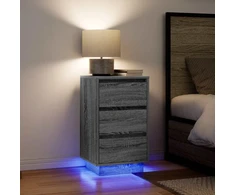 naktinė spintelė su LED lemputėmis Pilka Sonoma 38x34x65 cm
