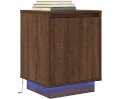Spintelė prie lovos su LED lemputėmis Rudas ąžuolas 38x34x50 cm