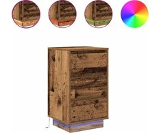 Spintelė prie lovos su LED lemputėmis Old Wood 38x34x65 cm