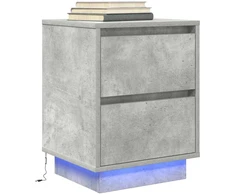 naktinė spintelė su LED lemputėmis Betoninė pilka 38x34x50 cm