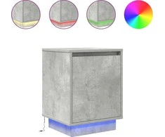 naktinė spintelė su LED lemputėmis Betoninė pilka 38x34x50 cm
