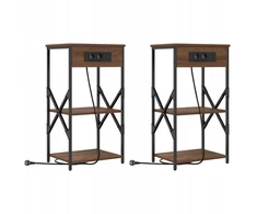 Šalia lovos spintelė 2 pcs Rudas ąžuolas 41 x 31 x 76 cm
