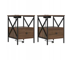 Šalia lovos spintelė 2 pcs Rudas ąžuolas 41,5 x 40,5 x 55 cm