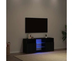 TV staliukas TV spintelė su LED lemputėmis, juodo ąžuolo spalvos, 120x30x50cm, inžinerinė mediena