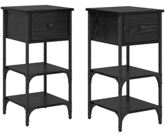 Šalia lovos spintelė 2 pcs Juodas ąžuolas 33.5 x 36 x 70 cm