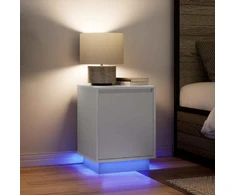 Spintelės prie lovos su LED lemputėmis 2 vnt Baltos 38x34x50 cm
