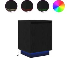 Spintelės prie lovos su LED lemputėmis 2 vnt Juodos 38x34x50 cm