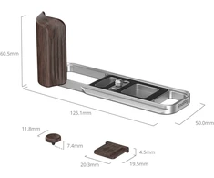 Szybkozłączka SmallRig L-Shaped Mount Plate with Wooden Handle for FUJIFILM X-E5 (Ebony, Sidabrinis) (6236)