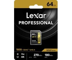 Atminties kortelė Lexar Pro 1800x SDXC R280/W210 64GB U3 (V60) UHS-II