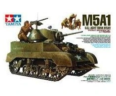Tamiya M5A1 amerikiečių lengvasis tankas 1/35 plastikinis modelis 35313