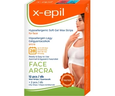 X-Epil Hypoallergenic Silky Finish veido depiliacijos vaško juostelės, 12 vnt.
