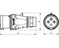 Tarel 3P + N + su sriegiais 32A 400V 5P IP44 (107)