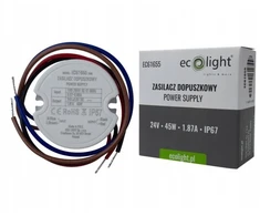 LED juosta Ecolight LED maitinimo šaltinis įkišimui fi60 EcoLight* EC61655 1,87A 45W 24V IP67 50x22