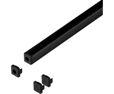 Orno Rinkinys: Komplektas: aliuminio profilis LED juostoms, 2000 x 7,8 x 9 mm, paviršinis montavimas, juodas, juodas dangtelis, 4 galiniai dangteliai