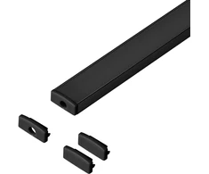 Orno Rinkinys: Komplektas: aliuminio profilis LED juostoms, 2000 x 16,1 x 6,05 mm, paviršinis montavimas, juodas, juodas dangtelis, 4 galiniai dangteliai