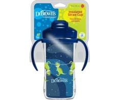 DR. BROWN'S 300 ml gertuvė dvigubomis sienelėmis su šiaudeliu, mėlyna, 12+ mėn.