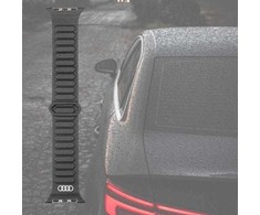 Audi Logo sintetinės odos magnetinis žiedinis dirželis Apple Watch 44/45/46/49 mm - Juodas