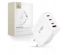 Tech-Protect NC140W-GAN 4-Port laidinis įkroviklis PD 140W / QC3.0 baltos spalvos