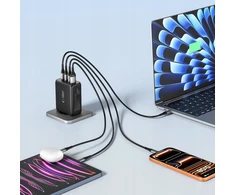Tech-Protect NC200W-GAN 4-port laidinis įkroviklis PD 200W / QC3.0 juodos spalvos