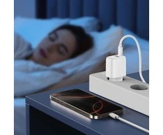 Tech-Protect NCA20 PD 20W QC3.0 USB-A / USB-C sieninis įkroviklis + USB-C / Lightning laidas 100 cm - Baltas