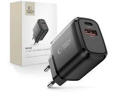 „Tech-Protect NCA30 PD 30W / QC3.0 USB-A / USB-C“ sieninis įkroviklis - juodas