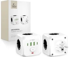 Tech-Protect PCL3x4 maitinimo juosta, 2x USB-A, 2x USB-C, 3x kintamosios srovės tipas Schuko - Baltas