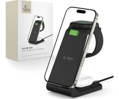 Įkrovimo stotelė Tech-Protect QI15W-A36 3in1 skirta Apple – juodos spalvos