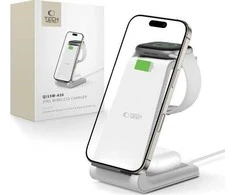 Įkrovimo stotelė Tech-Protect QI15W-A36 3in1 skirta Apple – baltos spalvos