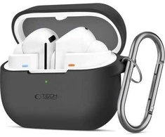 Samsung Galaxy Buds 3 / 3 Pro Tech-Protect silikoninis Hook dėklas ausinėms juodos spalvos