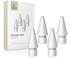 Tech-Protect STYLUS ANTGALIŲ RINKINYS 4 VNT. APPLE PENCIL Baltos spalvos