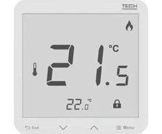 Tech Kambarių reguliatorius, bevielis R-8pb PLUS, akumuliatorius, paviršiaus montavimas, baltas STR8PBPLUSWH