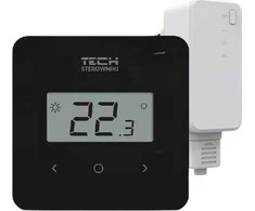 Tech Belaidis kambario valdiklis T-2.2, dvibutis su drėgmės matavimo, paviršiaus montavimo, juodas STT -2.2BK
