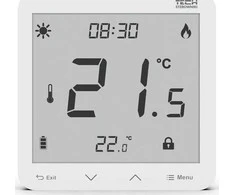 Tech ST-297V3 dviejų pakopų, įleidžiamas kambario valdiklis (3 mm stiklas), baltas